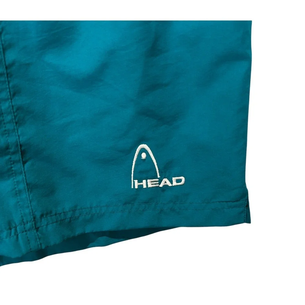 Vintage HEAD Swim Trunks Teal XL Nylon Retro 90s Shorts 3.5 Inseam Lined Pockets